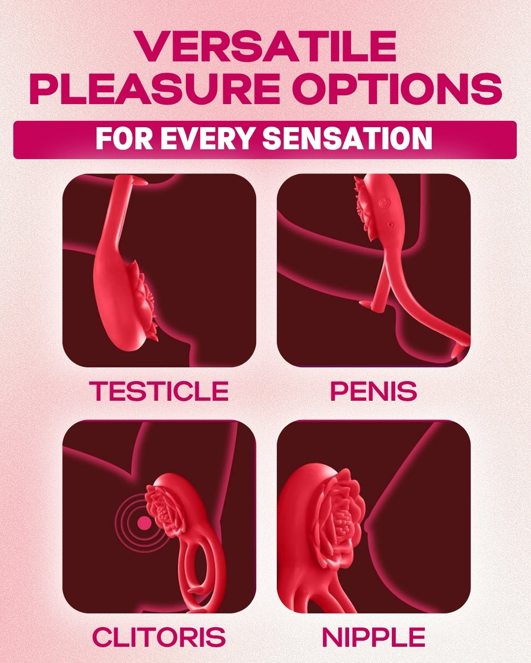 Rose Type Vibration Dual Cock Ring